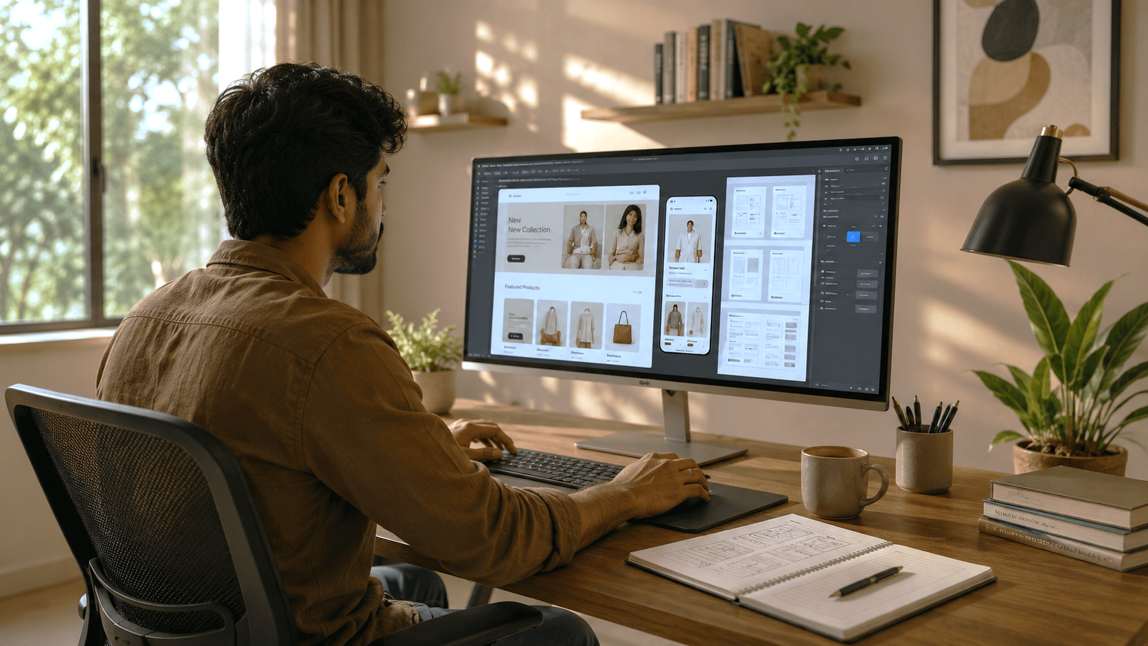 Designer working on an e-commerce website.